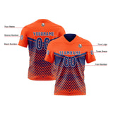 Custom Orange Navy Blue Reversible Football Jersey Personalized Gradient Football Shirts for Men Printed Team Name Number Logo
