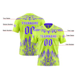 Custom Purple Green Football Jersey Personalized Gradient Football Shirts for Men Printed Team Name Number Logo