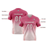 Custom Rose Pink Light Pink Reversible Football Jersey Personalized Gradient Football Shirts for Men Printed Team Name Number Logo
