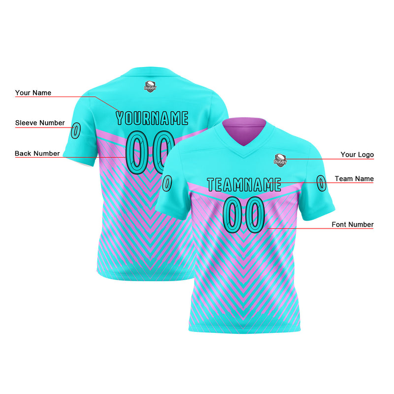Custom Cyan Purple Reversible Football Jersey Personalized Gradient Football Shirts for Men Printed Team Name Number Logo