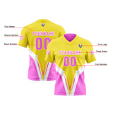 Custom Pink Yellow Football Jersey Personalized Gradient Football Shirts for Men Printed Team Name Number Logo