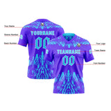 Custom Dark Purple Blue Football Jersey Personalized Gradient Football Shirts for Men Printed Team Name Number Logo
