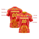 Custom Red Yellow Football Jersey Personalized Gradient Football Shirts for Men Printed Team Name Number Logo