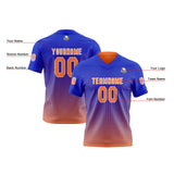 Custom Royal Blue Vibrant Orange Reversible Football Jersey Personalized Gradient Football Shirts for Men Printed Team Name Number Logo