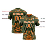 Custom Olive Green Orange Football Jersey Personalized Gradient Football Shirts for Men Printed Team Name Number Logo