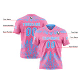 Custom Pink Blue Football Jersey Personalized Gradient Football Shirts for Men Printed Team Name Number Logo