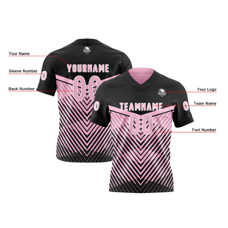 Custom Black Pink Reversible Football Jersey Personalized Gradient Football Shirts for Men Printed Team Name Number Logo