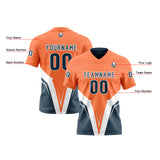 Custom Vibrant Orange Navy Blue Football Jersey Personalized Gradient Football Shirts for Men Printed Team Name Number Logo