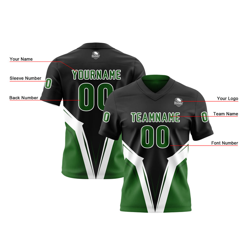 Custom Black Green Reversible Football Jersey Personalized Gradient Football Shirts for Men Printed Team Name Number Logo