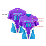 Custom Purple Blue Football Jersey Personalized Gradient Football Shirts for Men Printed Team Name Number Logo