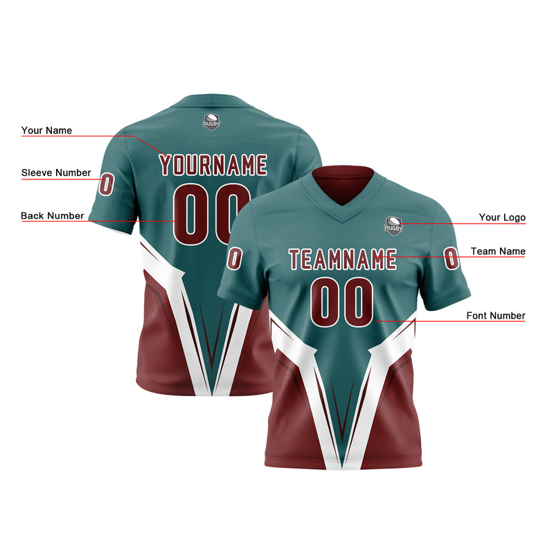 Custom Green Red Reversible Football Jersey Personalized Gradient Football Shirts for Men Printed Team Name Number Logo