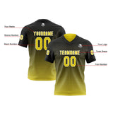Custom Black Yellow Reversible Football Jersey Personalized Gradient Football Shirts for Men Printed Team Name Number Logo