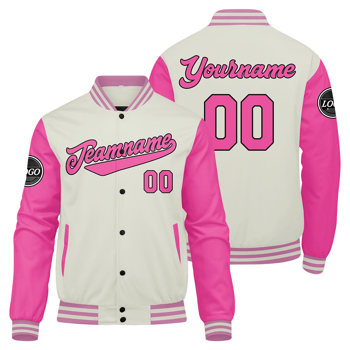 Custom Varsity Jacket Letterman jacket for Men, Women and Youth Pink enthsush