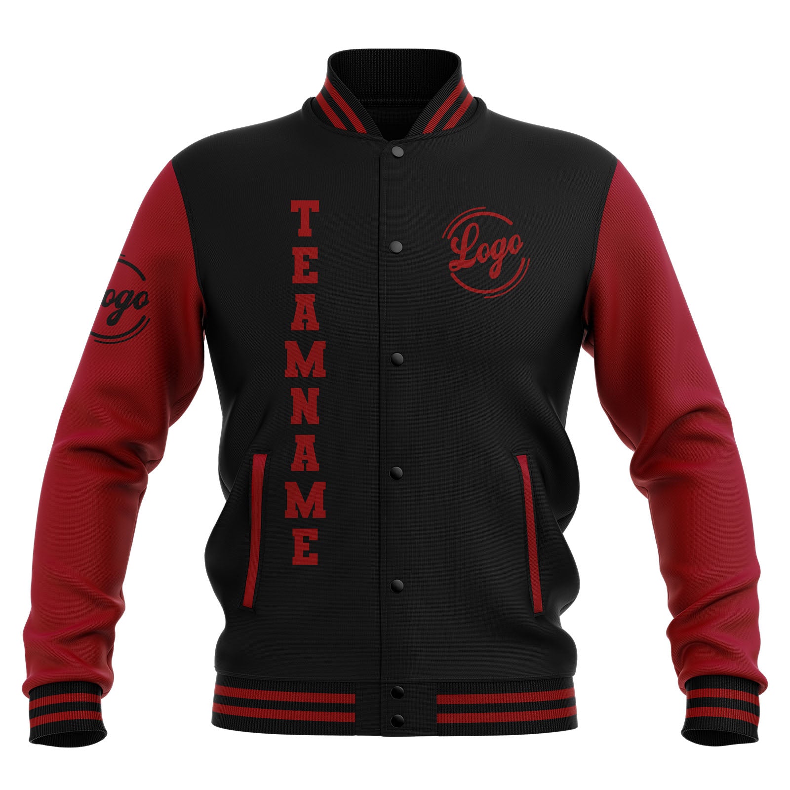 Custom Black Red Waterproof Varsity Jackets Personalized Stitched Name Number Logo to Letterman Jackets enthsush