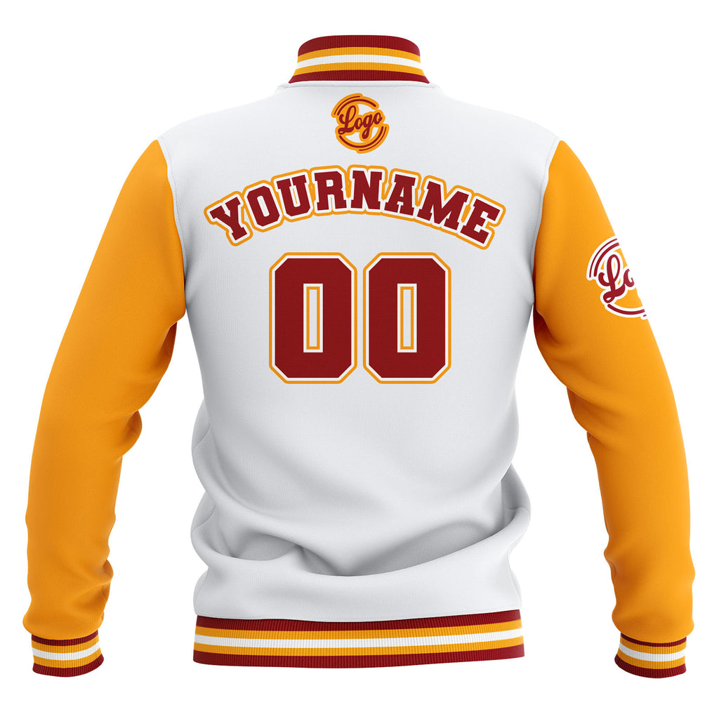 Custom White Yellow Red Waterproof Varsity Jackets Personalized Stitched Name Number Logo to Letterman Jackets enthsush