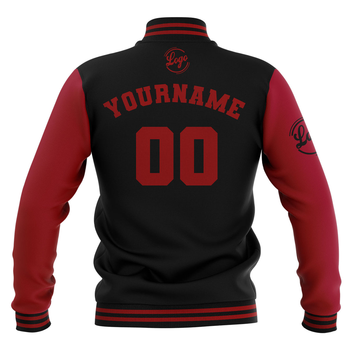 Custom Black Red Waterproof Varsity Jackets Personalized Stitched Name Number Logo to Letterman Jackets enthsush