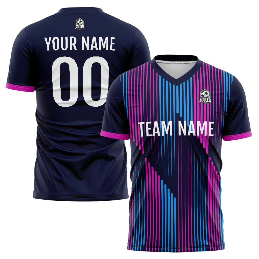 Custom Soccer Jerseys for Men Women Personalized Soccer Uniforms for Adult and Kid Navy-Pink-Blue enthsush