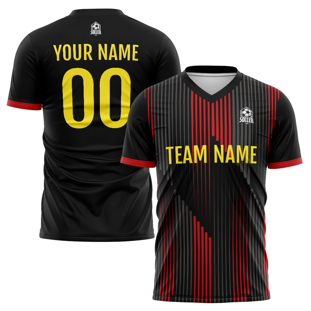Custom Soccer Jerseys for Men Women Personalized Soccer Uniforms for Adult and Kid Black-Red enthsush