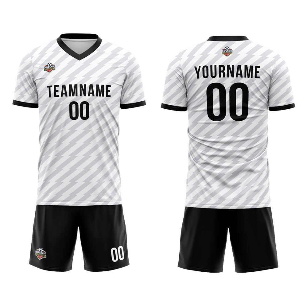 Custom Soccer Jerseys for Men Women Personalized Soccer Uniforms for Adult and Kid White-Black enthsush