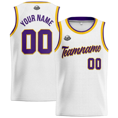 Custom Stitched Basketball Jersey for Men, Women  And Kids White-Purple enthsush