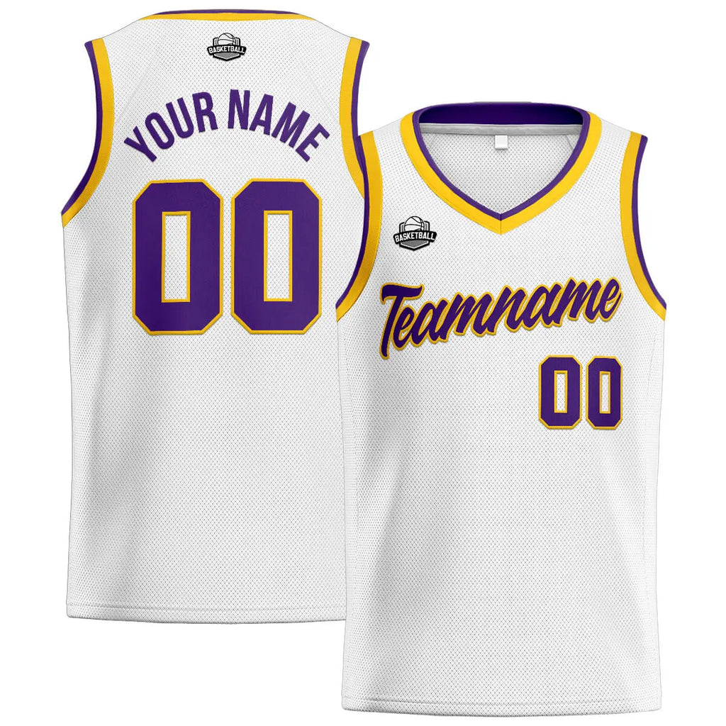 Custom Stitched Basketball Jersey for Men, Women  And Kids White-Purple enthsush