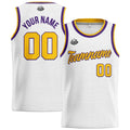 Custom Stitched Basketball Jersey for Men, Women  And Kids White-Yellow-Purple enthsush