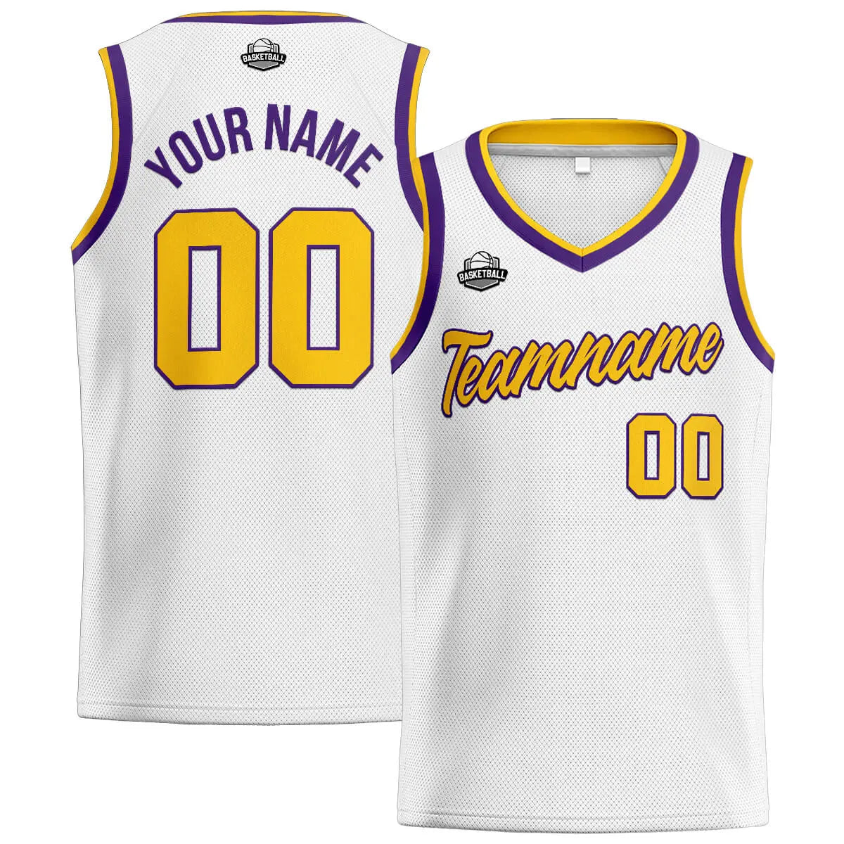 Custom Stitched Basketball Jersey for Men, Women  And Kids White-Yellow-Purple enthsush