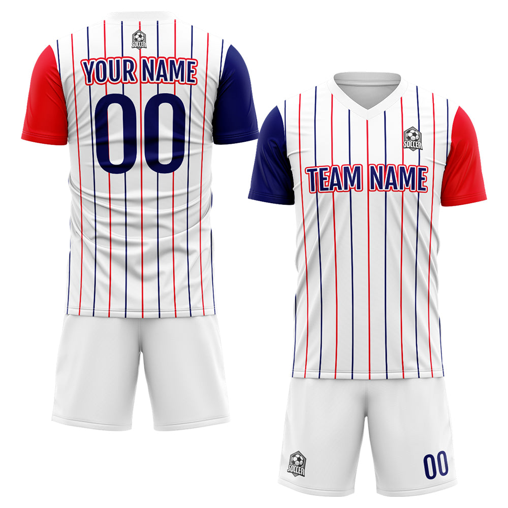 Custom Soccer Jerseys for Men Women Personalized Soccer Uniforms for Adult and Kid White-Red-Navy enthsush