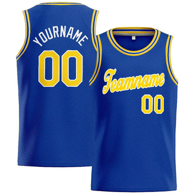 Custom Stitched Basketball Jersey for Men, Women And Kids Royal-Yellow-White enthsush