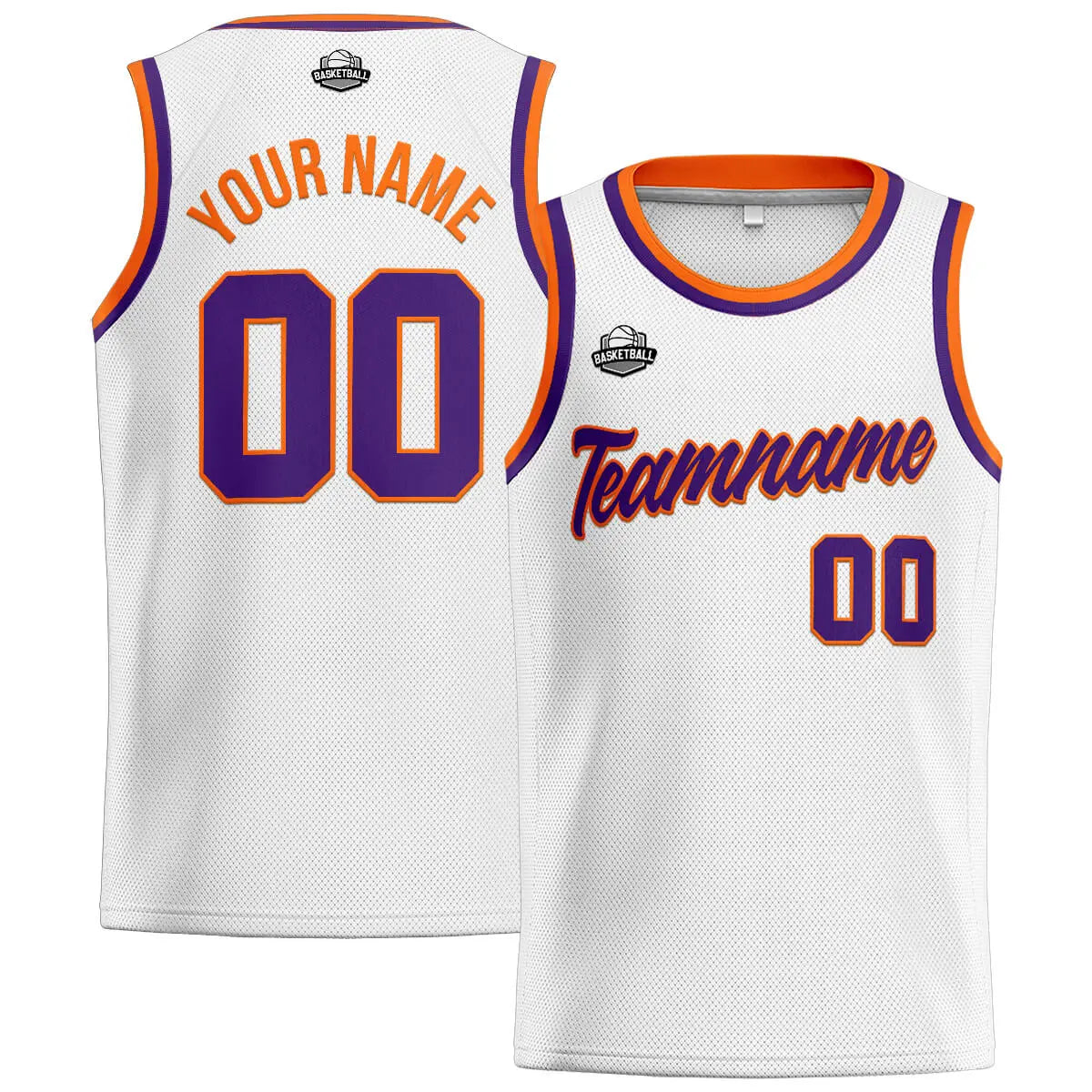 Custom Stitched Basketball Jersey for Men, Women  And Kids White-Purple-Orange enthsush