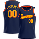 Custom Stitched Basketball Jersey for Men, Women And Kids Navy-Yellow-Orange