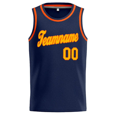 Custom Stitched Basketball Jersey for Men, Women And Kids Navy-Yellow-Orange enthsush