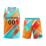 Custom Basketball Jersey Uniform Suit Printed Your Logo Name Number Aqua&Orange