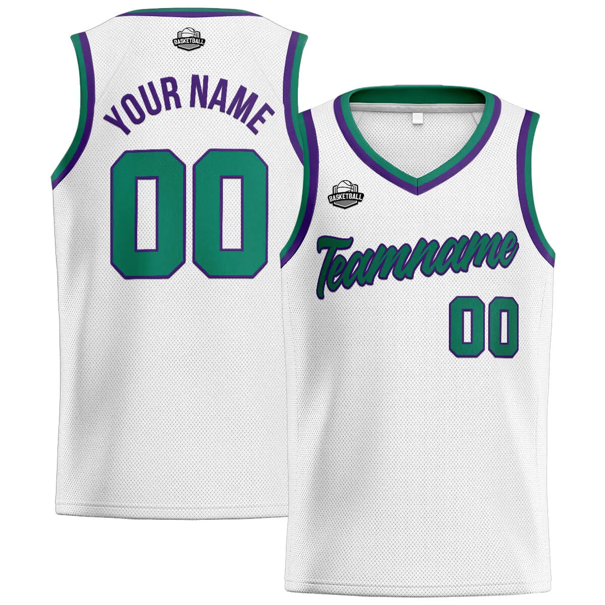 Custom Stitched Basketball Jersey for Men, Women  And Kids White-Green-Purple enthsush