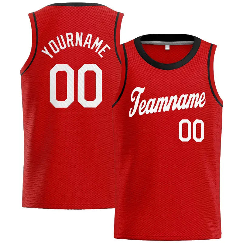 Custom Stitched Basketball Jersey for Men, Women And Kids Red-White-Black enthsush