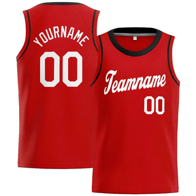 Custom Stitched Basketball Jersey for Men, Women And Kids Red-White-Black enthsush