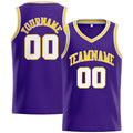 Custom Stitched Basketball Jersey for Men, Women And Kids Purple-White-Yellow enthsush