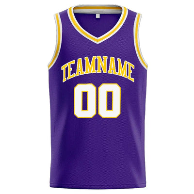 Custom Stitched Basketball Jersey for Men, Women And Kids Purple-White-Yellow enthsush