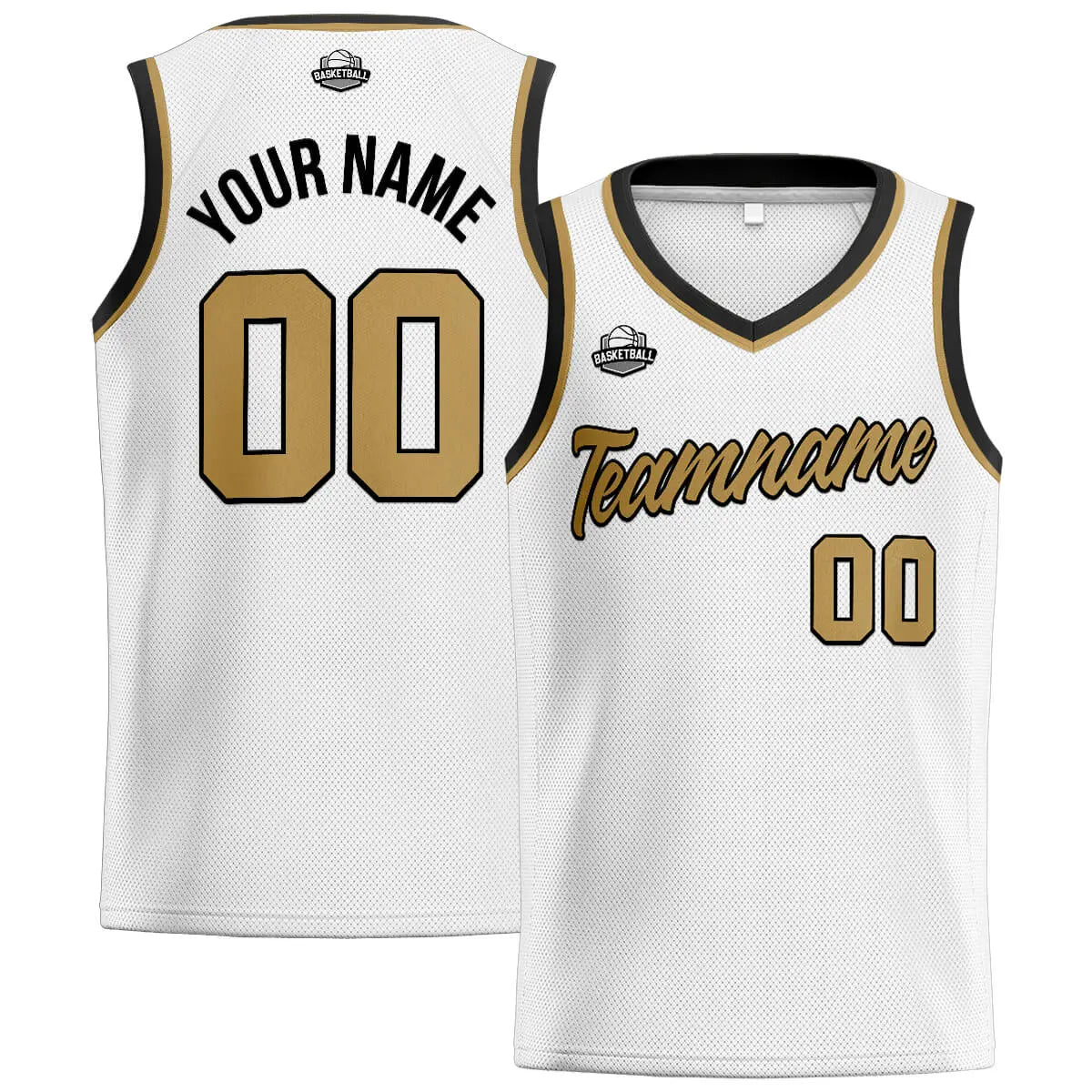 Custom Stitched Basketball Jersey for Men, Women  And Kids White-Gold-Black enthsush