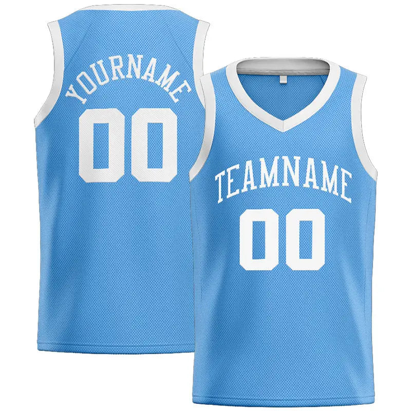 Custom Stitched Basketball Jersey for Men, Women And Kids Light Blue-White enthsush