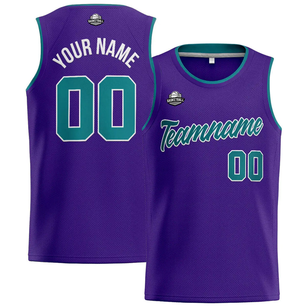 Custom Stitched Basketball Jersey for Men, Women  And Kids Purple-Teal enthsush
