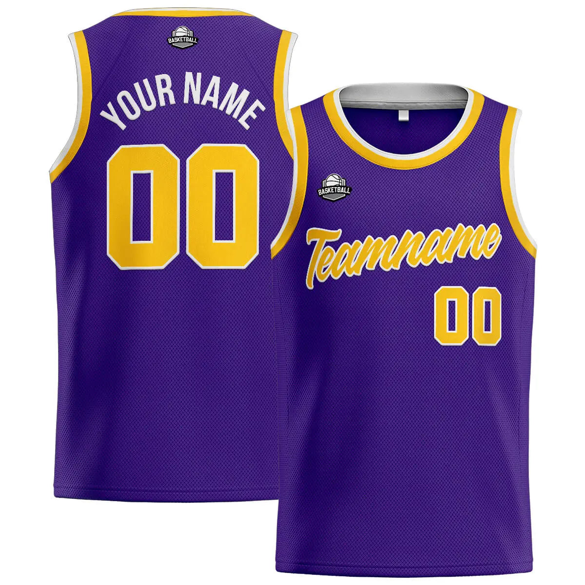 Custom Stitched Basketball Jersey for Men, Women  And Kids Purple-Yellow enthsush