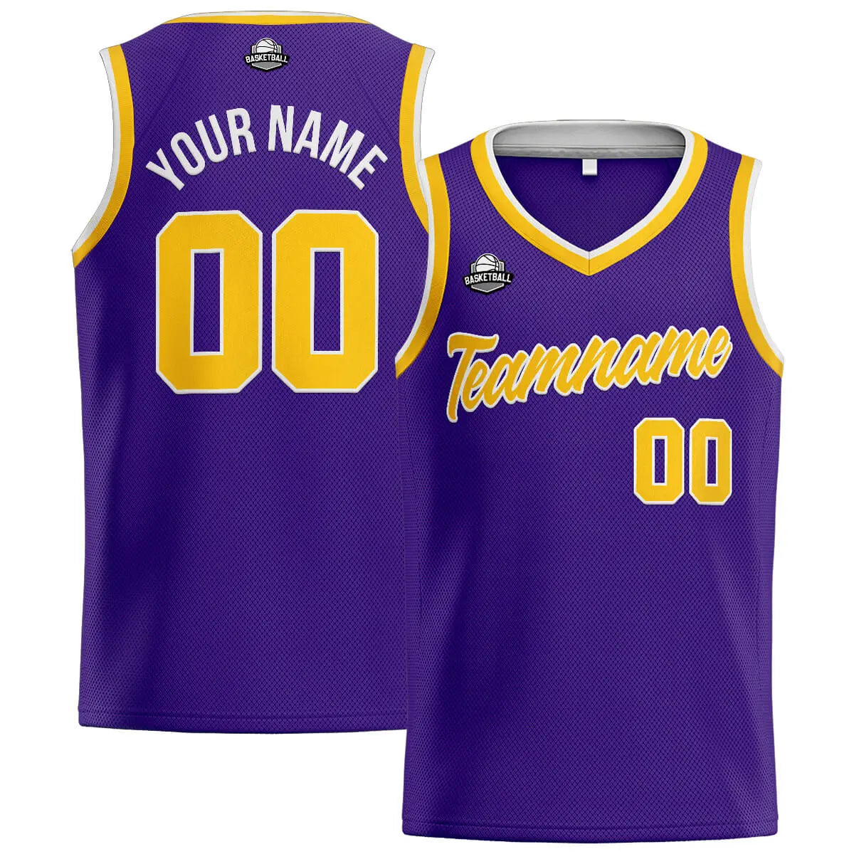 Custom Stitched Basketball Jersey for Men, Women  And Kids Purple-Yellow enthsush