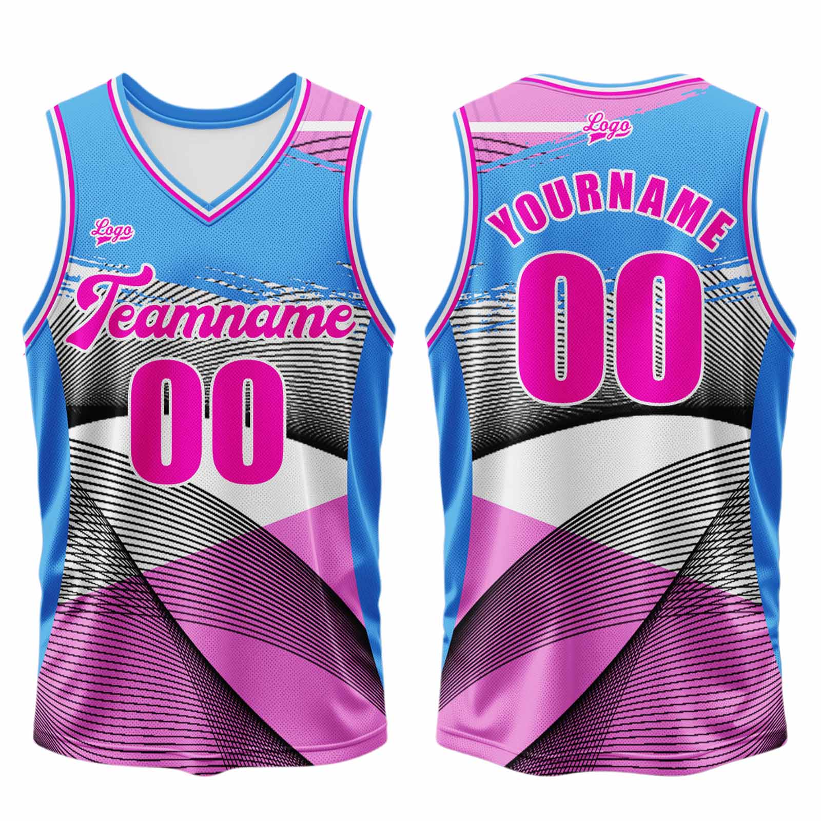 Custom Blue Pink Basketball Jersey Uniform Suit Printed Your Logo Name Number enthsush