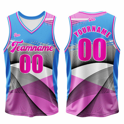Custom Blue Pink Basketball Jersey Uniform Suit Printed Your Logo Name Number enthsush