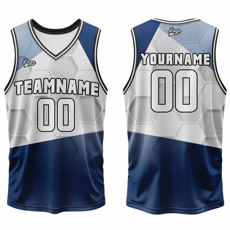Custom Navy Gray Basketball Jersey Uniform Suit Printed Your Logo Name Number