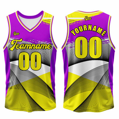 Custom Purple Yellow Basketball Jersey Uniform Suit Printed Your Logo Name Number enthsush