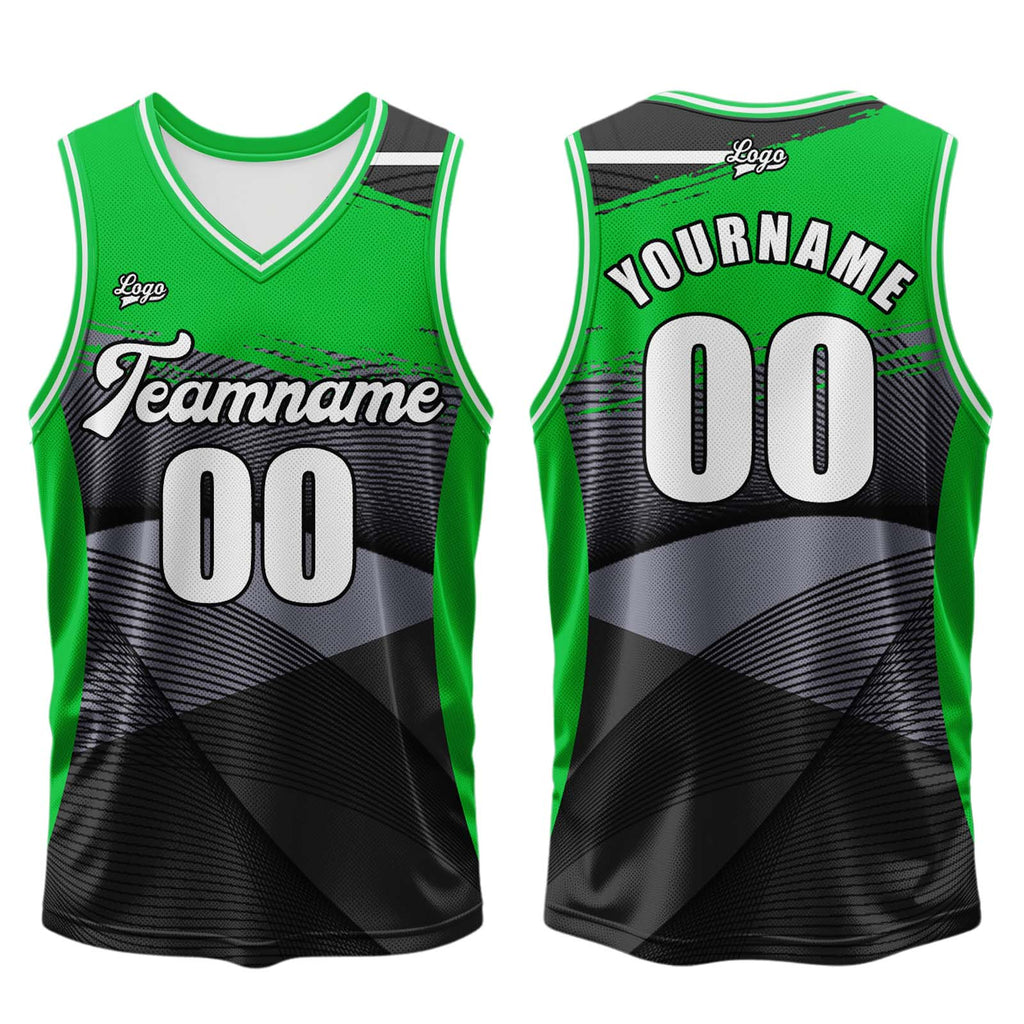 Custom Black Green Basketball Jersey Uniform Suit Printed Your Logo Name Number enthsush