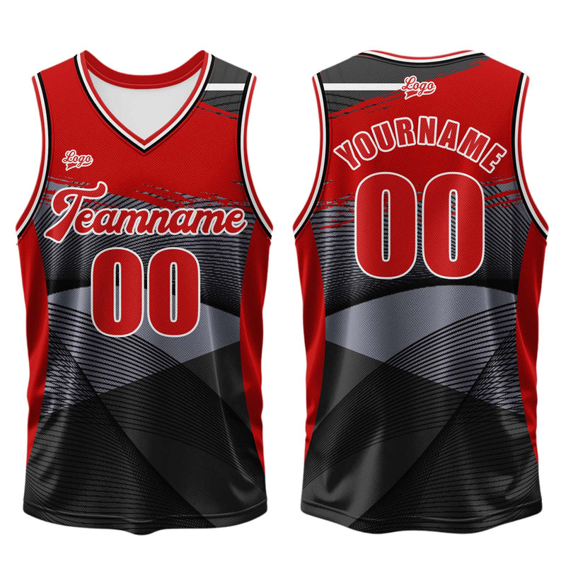 Custom Black Red Basketball Jersey Uniform Suit Printed Your Logo Name Number