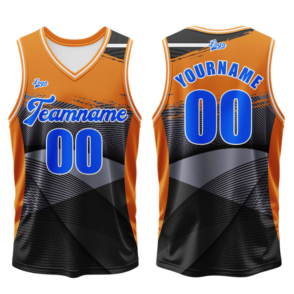 Custom Black Orange Basketball Jersey Uniform Suit Printed Your Logo Name Number enthsush